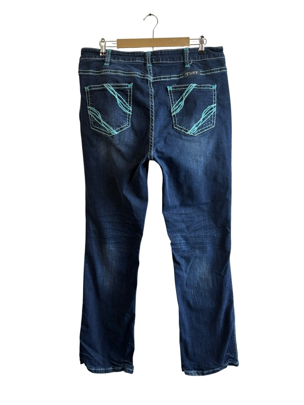 Cowgirl Tuff Size 34 Gem Turquoise Embroidered Dark Wash Jeans Western